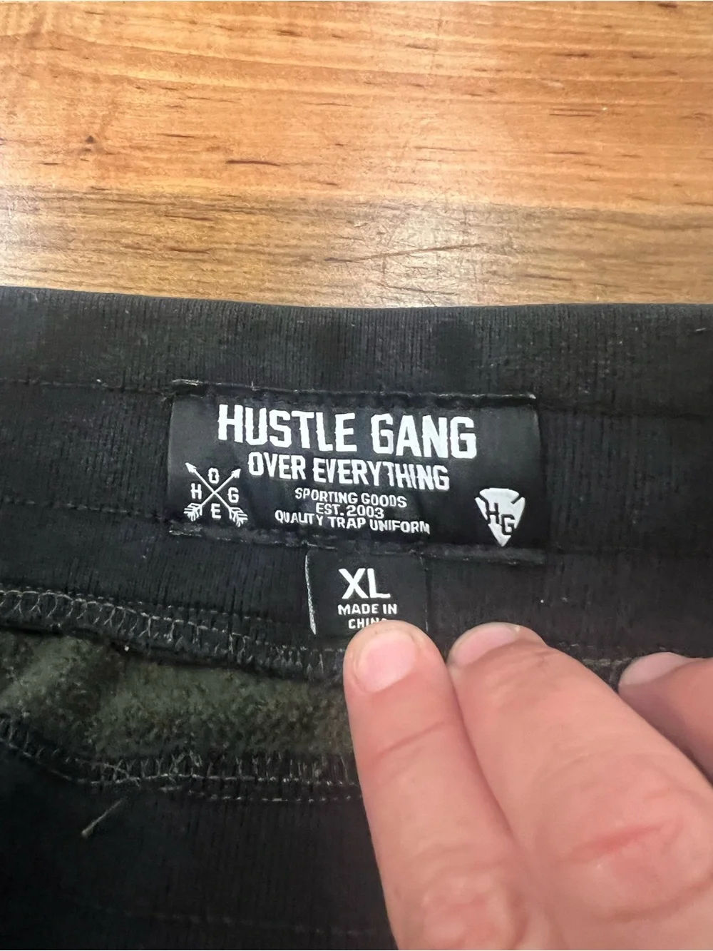 Hustle Gang Camo Green Joggers with Orange Logo